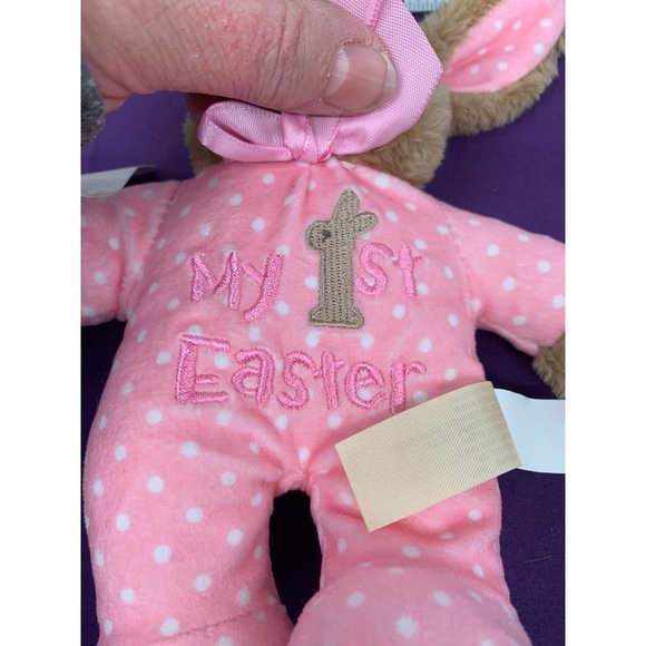 Celebrate Easter My First Easter Bunny Pink Brown 7 Inch Plush Rattle Stuffed An - Picture 5 of 10